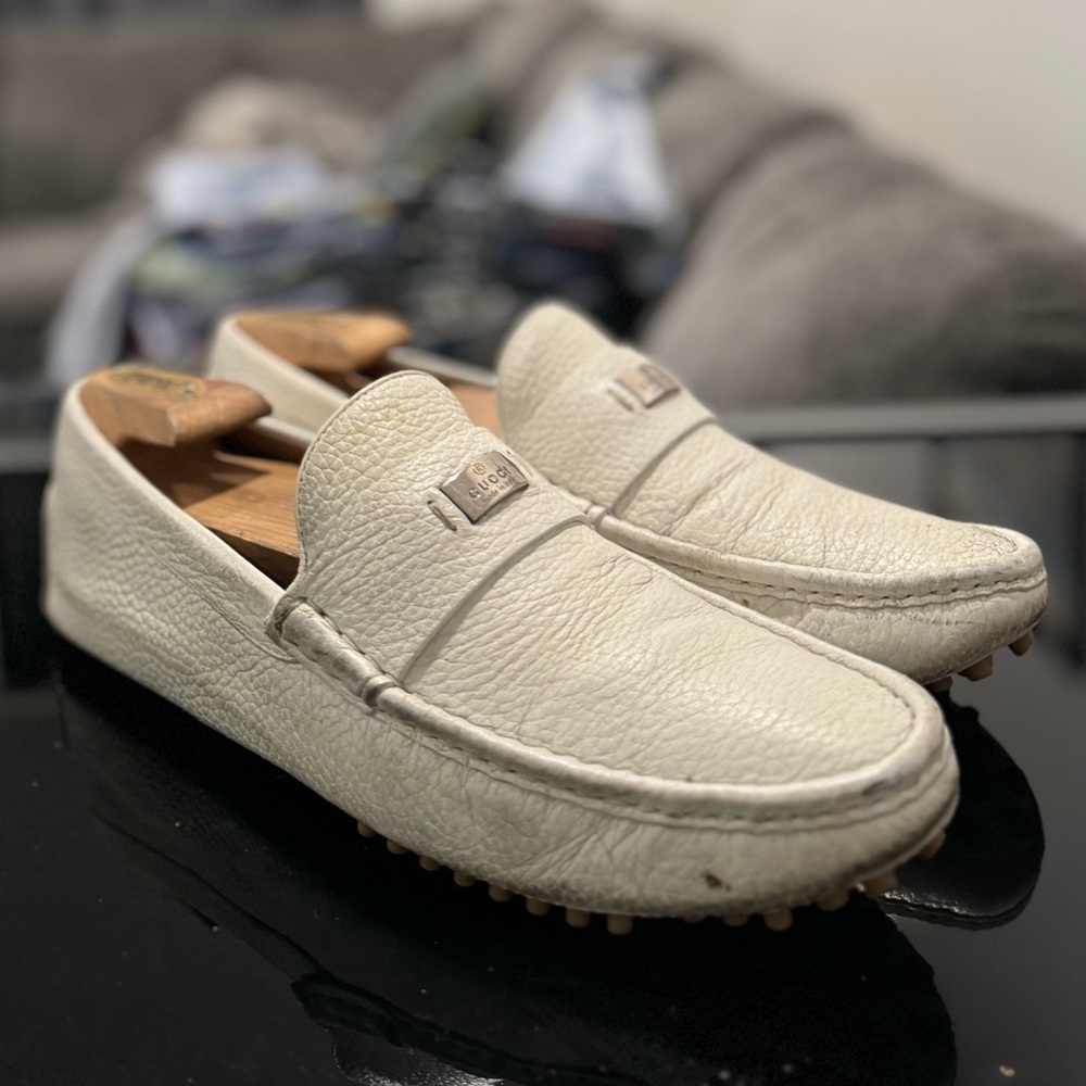 Gucci Leather Driving Shoes in White - Men’s (8.5) - Picture 7 of 13